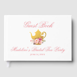 Libro De Visitas Fiesta de té con ducha de novia rosa floral