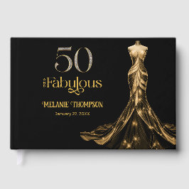 Libro De Visitas Fifty and Fabulous Gold Dress Black 50th Birthday