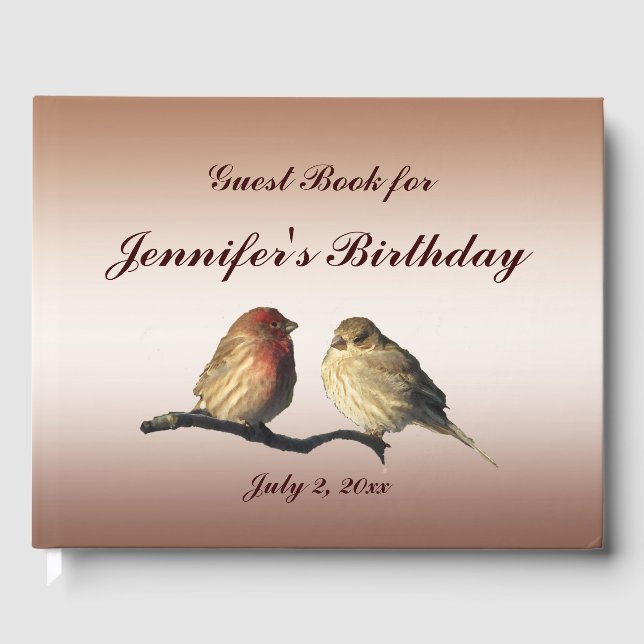 Libro De Visitas Finch Birds Birthday Party Guest Book (Anverso)