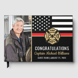 Libro De Visitas Fireman Photo Red Line Flag Firefighter Retirement