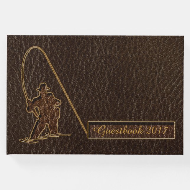 Libro De Visitas Fisherman con aspecto de cuero oscuro (Anverso)