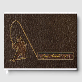 Libro De Visitas Fisherman con aspecto de cuero oscuro