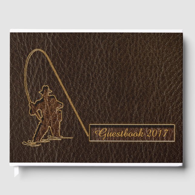 Libro De Visitas Fisherman con aspecto de cuero oscuro (Anverso)