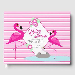Libro De Visitas Flamingo gráfico rosa caliente ducha invitado
