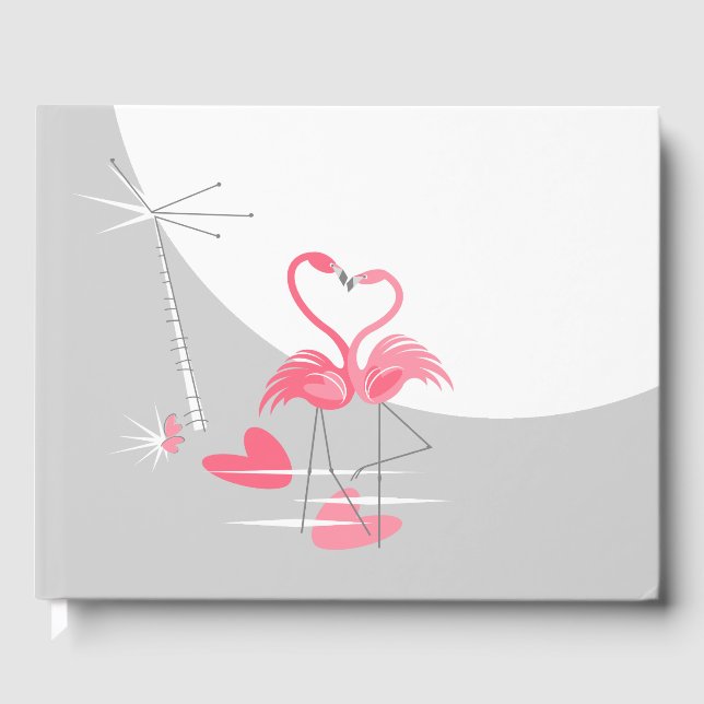 Libro De Visitas Flamingo Love Large Moon Names Dates back (Anverso)