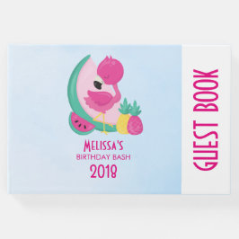 Libro De Visitas Flamingo rosa con sandía y piña