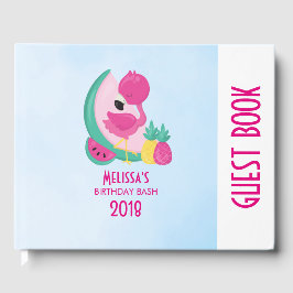 Libro De Visitas Flamingo rosa con sandía y piña