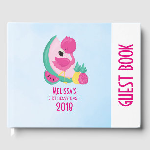 Libro De Visitas Flamingo rosa con sandía y piña