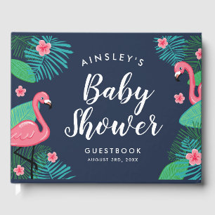 Libro De Visitas Flamingos tropicales Baby Shower