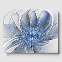 Flor abstracta de arte fractal acuarela gris azul