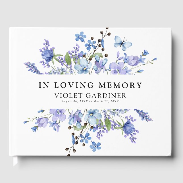 Libro De Visitas Flor azul silvestre en memoria amorosa Keepsake (Anverso)
