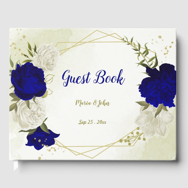 Libro De Visitas flor blanca azul real verde (Anverso)