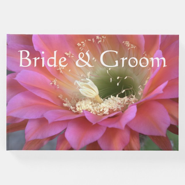 Libro De Visitas Flor de cactus rosado en el desierto (Anverso)