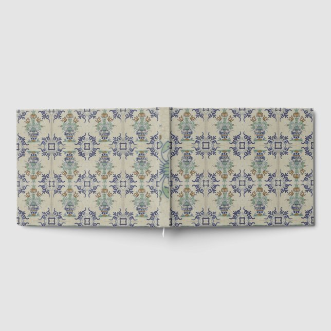 Libro De Visitas Flor De Cerámica Delft Tile Antiguo (Lleno)