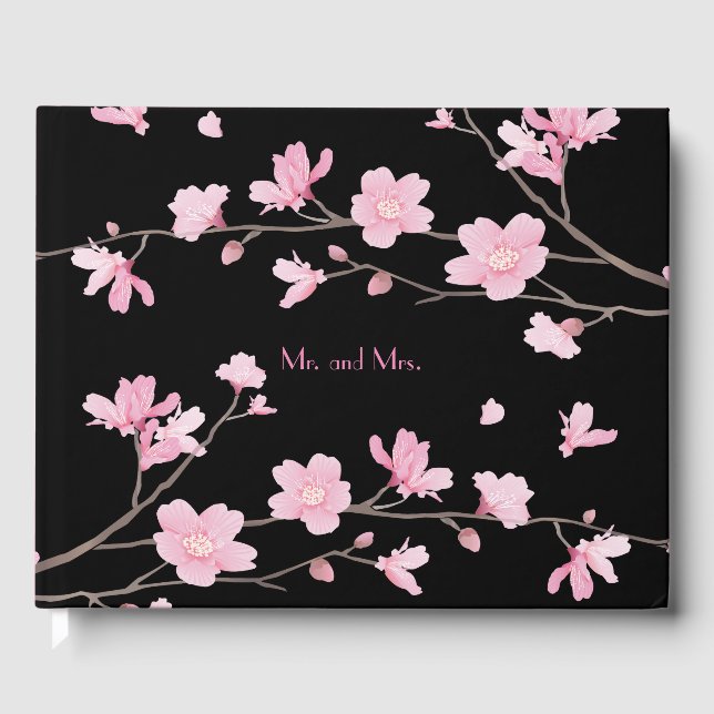 Libro De Visitas Flor de cerezo - Negro (Anverso)