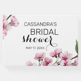 Libro De Visitas Flor de cerezo rosado verde ducha de novia