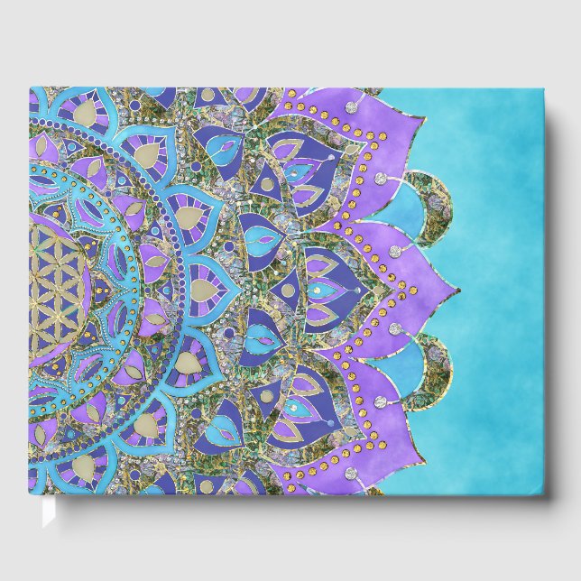 Libro De Visitas Flor de la Vida - Mandala Estilo India 2 (Anverso)