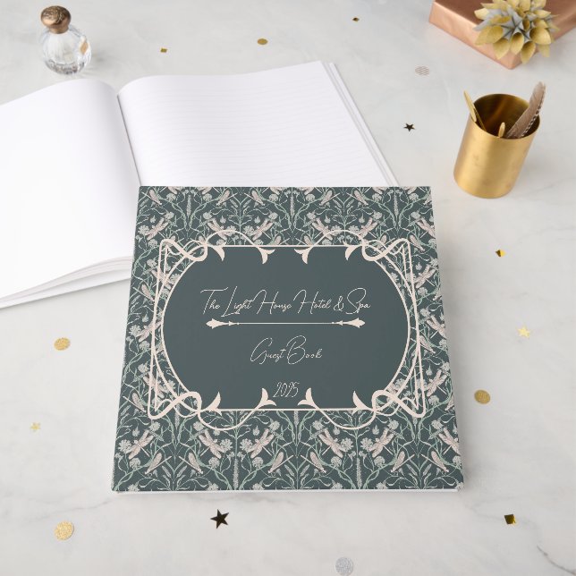 Libro De Visitas Flor de volante de ensueño, estrellas, chevron (Anverso Abierto)