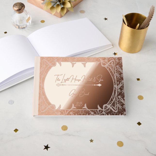 Libro De Visitas Flor de volante de ensueño, estrellas, chevron (Anverso Abierto)