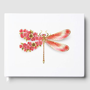 Libro De Visitas Flor libélula con sakura de joyas