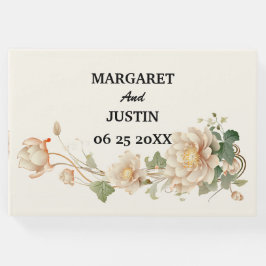 Libro De Visitas Flor Lotus de Boda Vintage