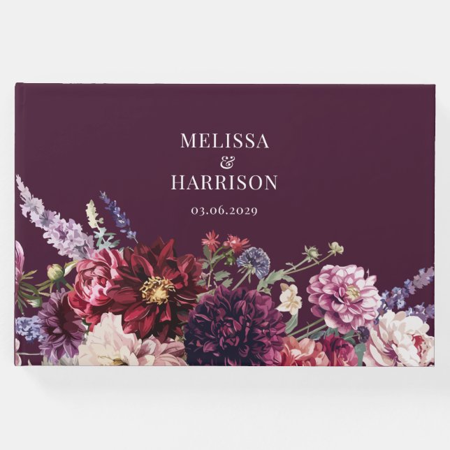 Libro De Visitas Flor otoñal Dahlia Dark (Anverso)