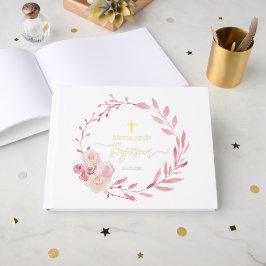 Libro De Visitas flor rosa corona baptismo