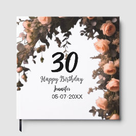 Libro De Visitas Flor rosa rosa vintage moderna de 30 años