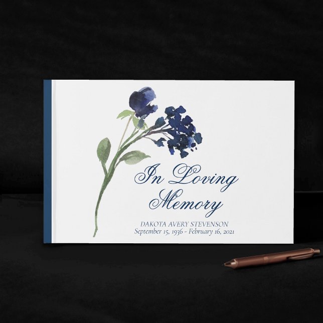 Libro De Visitas Flor salvaje | Azul marino en funeral de memoria a (Subido por el creador)