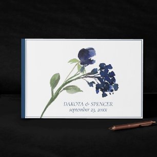 Libro De Visitas Flor salvaje Clásica Bohemia Azul Bohemia Bohemi