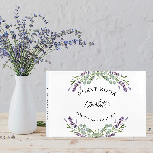 Libro De Visitas Flor violeta de lavanda de Baby Shower eucalipto (Subido por el creador)