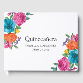 Libro De Visitas Floral acuática Fiesta Quinceañera
