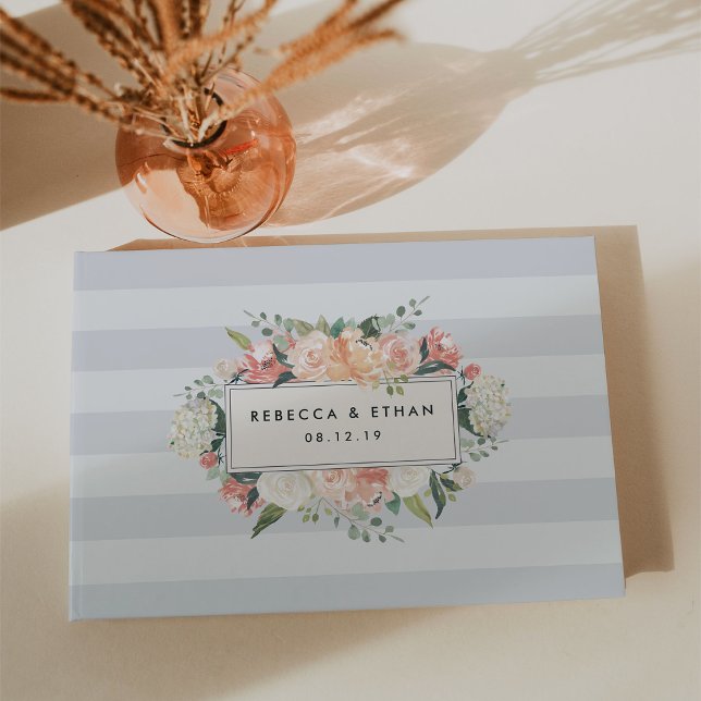 Libro De Visitas Floral antigua | Nimbus Gray Stripe Boda (Subido por el creador)