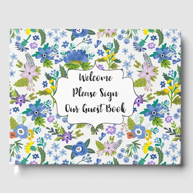 Libro De Visitas Floral azul (Anverso)