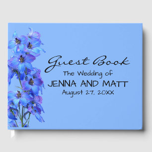 Libro De Visitas Floral Azul Larkspur Boho Boho Modern Custom Weddi