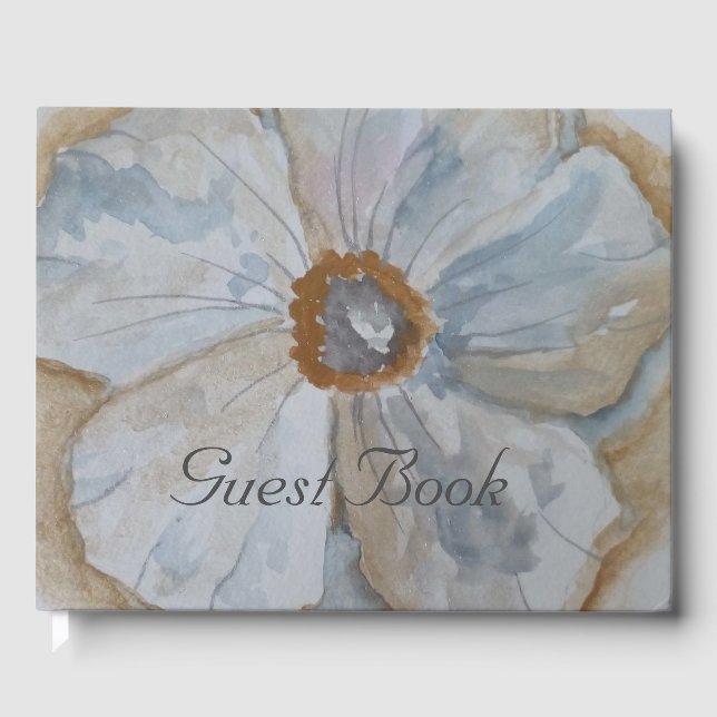 LIBRO DE VISITAS FLORAL BLANCA Y ORO (Anverso)