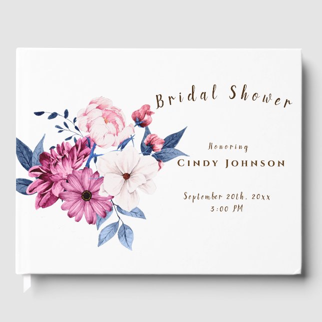Libro De Visitas Floral Bridal Shower Guest Book (Anverso)
