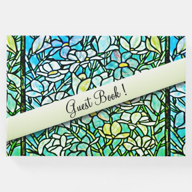 Libro De Visitas Floral de mosaico verde (Anverso)