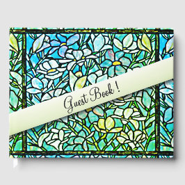 Libro De Visitas Floral de mosaico verde