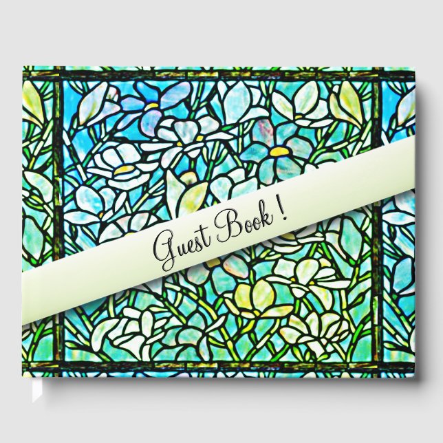 Libro De Visitas Floral de mosaico verde (Anverso)