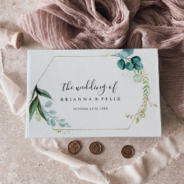 Libro De Visitas Floral de oro con Boda de vegetación tropical