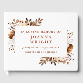 Libro De Visitas Floral De Terracota Rústica En Funeral De Memoria 