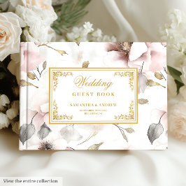 Libro De Visitas Floral Dusty Pink Ivory Gold Boda invitado