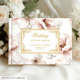 Libro De Visitas Floral Dusty Pink Ivory Gold Boda invitado