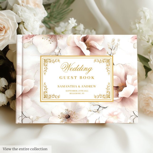 Libro De Visitas Floral Dusty Pink Ivory Gold Boda invitado (Floral Dusty Pink Ivory Gold Wedding Guest Book

)