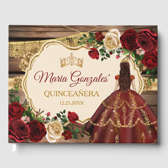 Libro De Visitas Floral floral española de madera ruidosa de queso (Anverso)