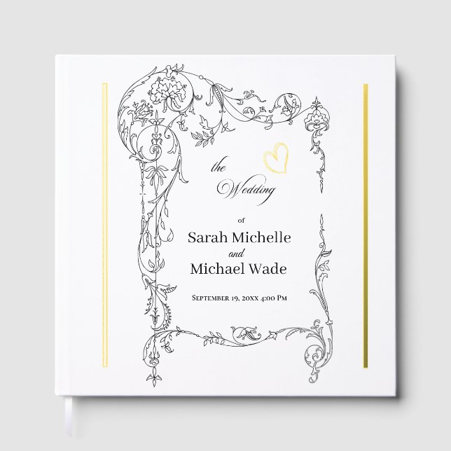 Libro De Visitas Floral Frame Calligraphy Wedding (Anverso)