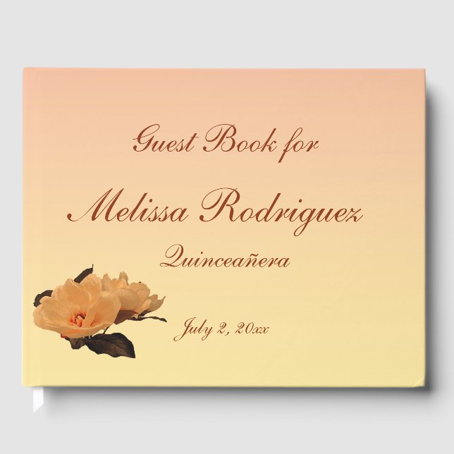 Libro De Visitas Floral Garden Peony Flowers Quinceanera Guest Book (Anverso)