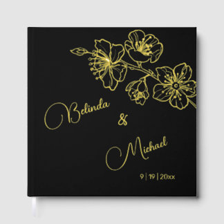 Libro De Visitas Floral Gold Black Christmas Wedding