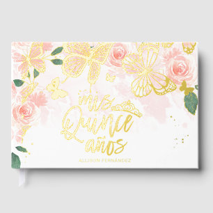 Libro De Visitas Floral mariposa Quinceanera Guest Book